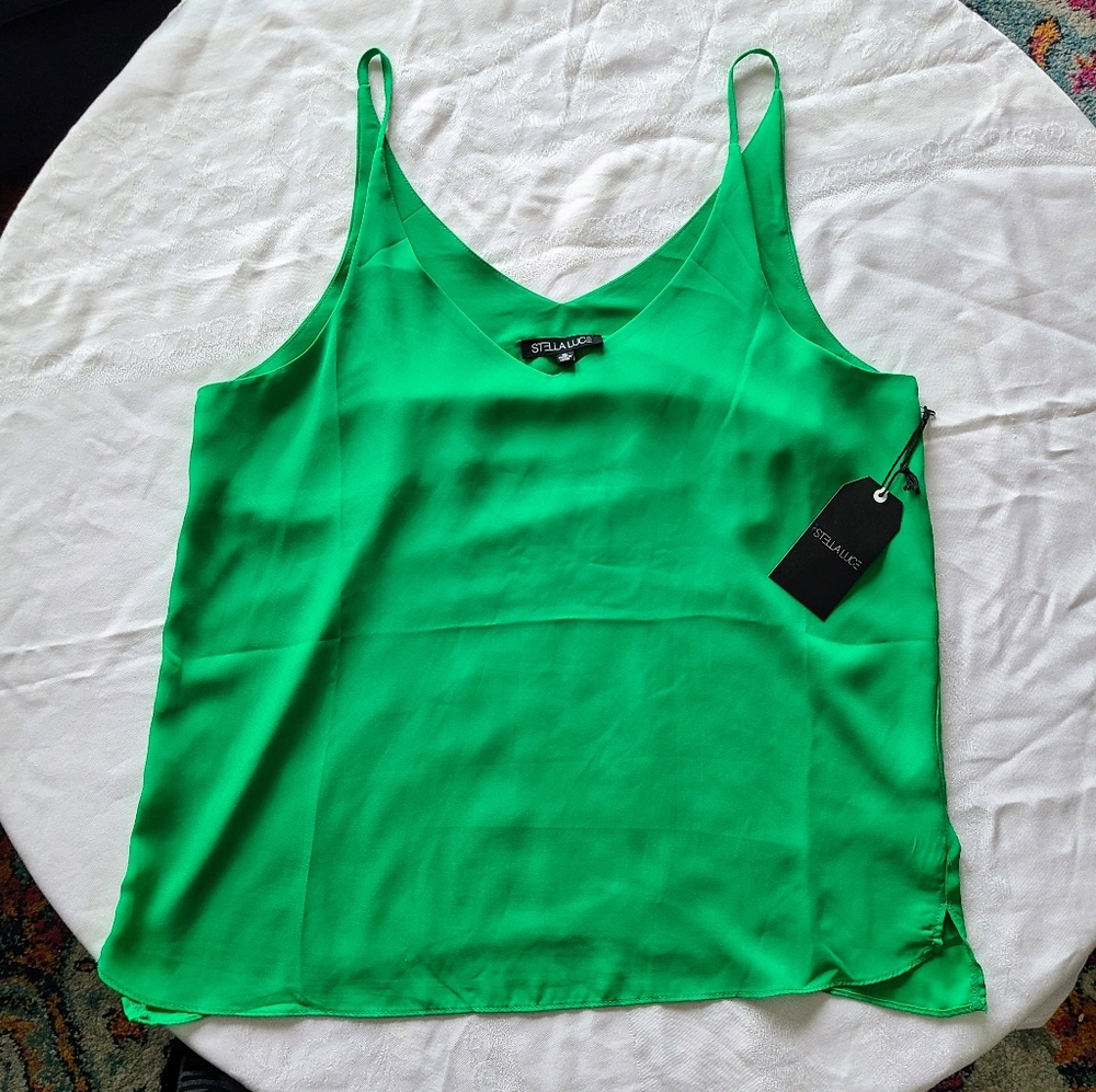 Final Price🔥Stella Luce Green Silky Tank Top, Layering Camisole Size XL, NWT